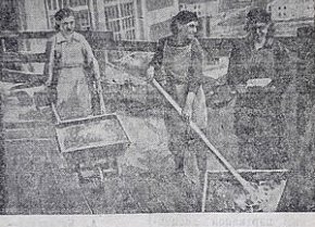 Стаханівська бригада БУ № 3, 1947 рік. Газета «На стройке»