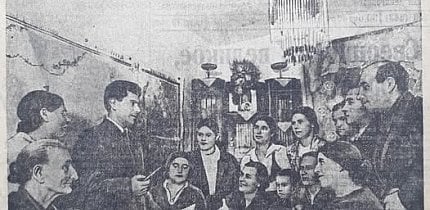 Агітатор В. В. Канівецький серед виборців. Кривий Ріг, 1939 рік. Газета «Дніпровська правда»