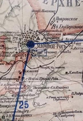 Кривий Ріг та околиці на карті Херсонського повіту 1903 року (з доповненнями 1910 року)