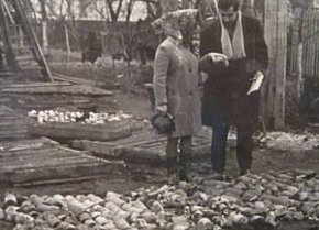 Бурова вишка і кернові ящики в селищі імені В.А.Валявка, 1970 рік