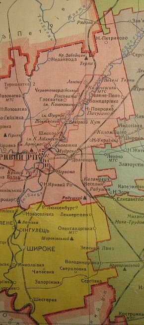 Криворіжжя на карті 1939 року