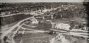 Веселі Терни, вигляд з парашутної вежі на центр села у 1932-1933 роках