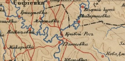 Криворіжжя на карті, 1866 рік