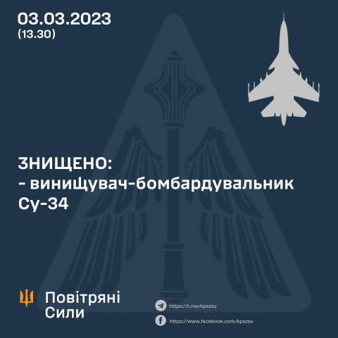 Украинские зенитчики сбили российский истребитель Су-34