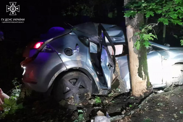 Автівка влетіла в дерево: унаслідок ДТП на Дніпропетровщині постраждали 4 людини