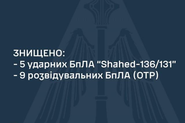 Силы ПВО на юге уничтожили пять дронов Shahed, 2 из них - над Днепропетровщиной