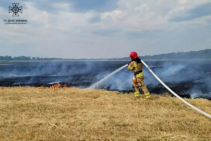 В Криворожском районе горело сельхозугодие