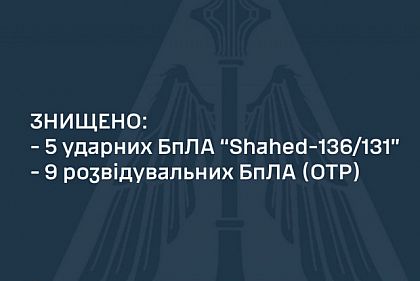 Сили ППО на півдні знищили п`ять дронів Shahed, 2 з них - над Дніпропетровщиною