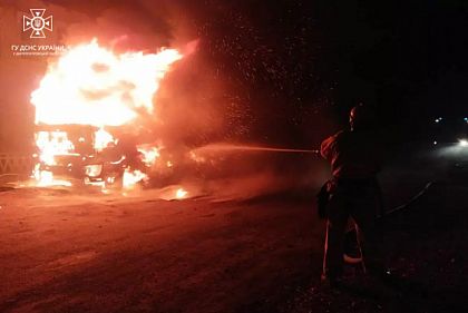 В Криворожском районе горел грузовик