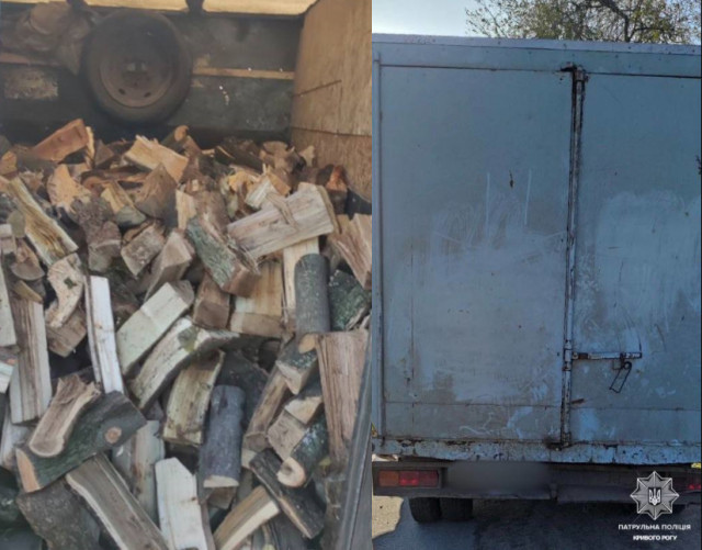 В Кривом Роге полиция обнаружила грузовик, заполненный древесиной без документов