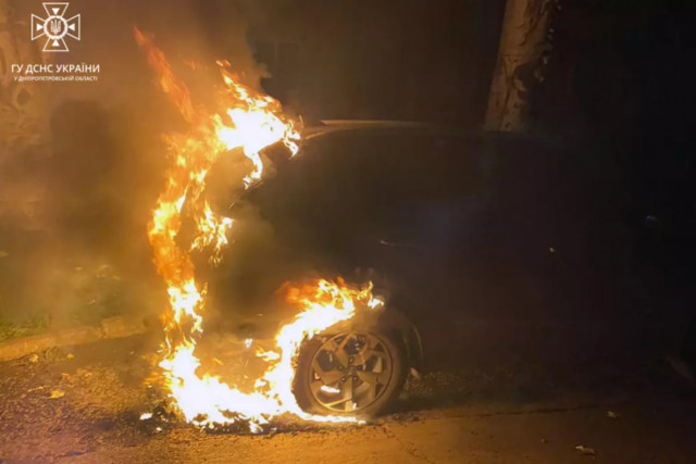 В Никопольском районе горела машина