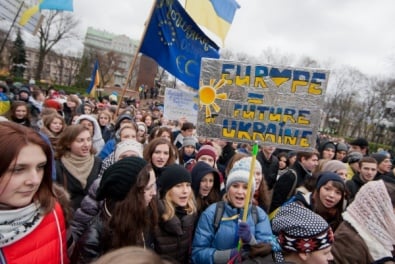 Украинские студенты митингуют в поддержку евроинтеграции