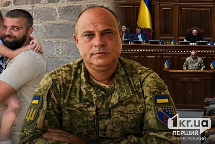 Начальник ТЦК Микола Короленко і мобілізований криворіжець. Фото згенероване ШІ