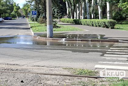 Перехожі рятуються від спеки: у Кривому Розі з-під бордюру б`ють фонтани води