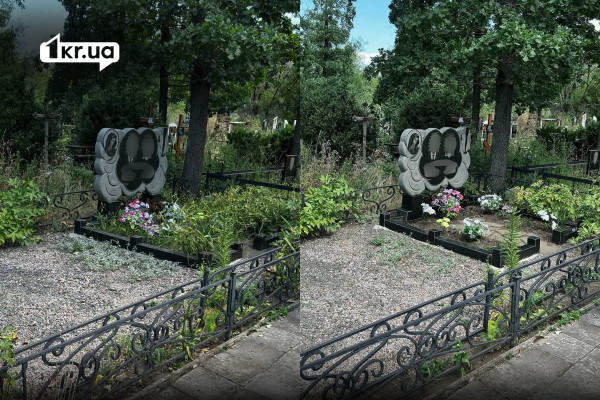 Могила та територія навколо неї до та після прибирання