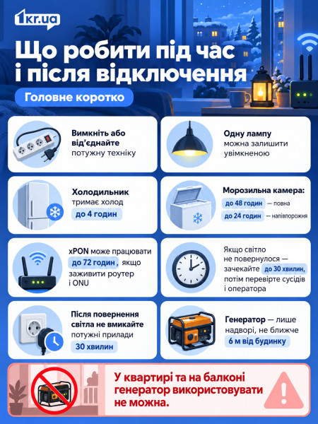 Инфографика с советами, что делать во время и после отключения света