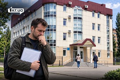 Мужчина с документами возле Центра занятости в Кривом Роге