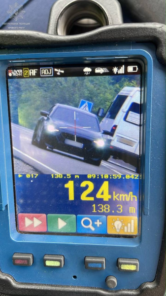 TruCAM зафиксировал автомобиль BMW на скорости 124 км/ч в Кривом Роге