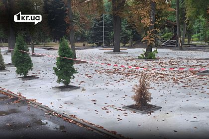 Забетонированная территория в парке Мершавцева в Кривом Роге