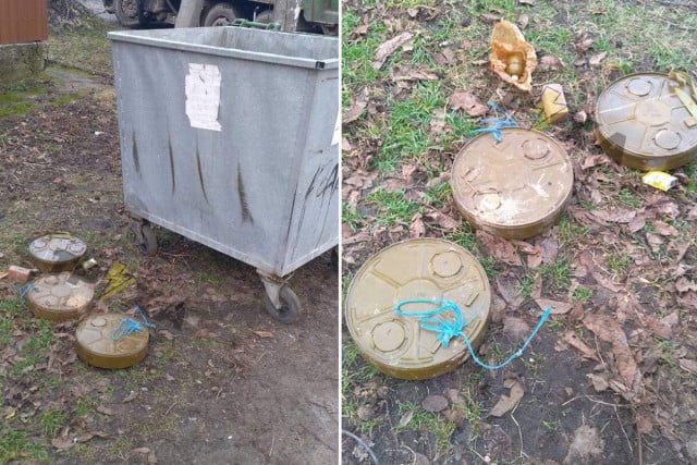 В Днепре нашли гранаты, мины и взрывчатку в мусорном баке