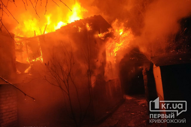 Сгорели сараи и гараж: ночью в Кривом Роге произошёл масштабный пожар
