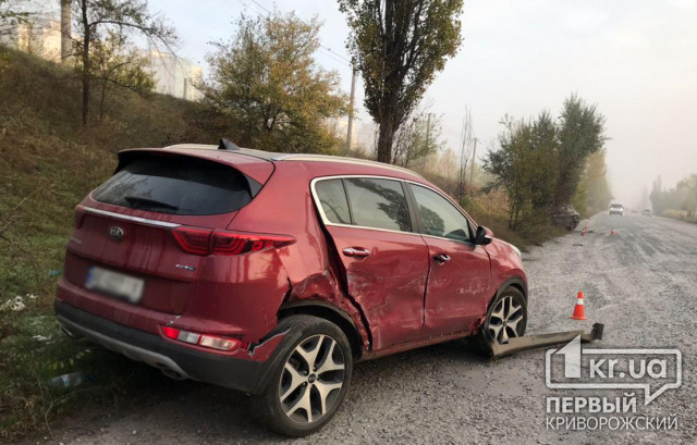 Авто врезалось в дерево в Кривом Роге из-за гравия, рассыпанного на дороге