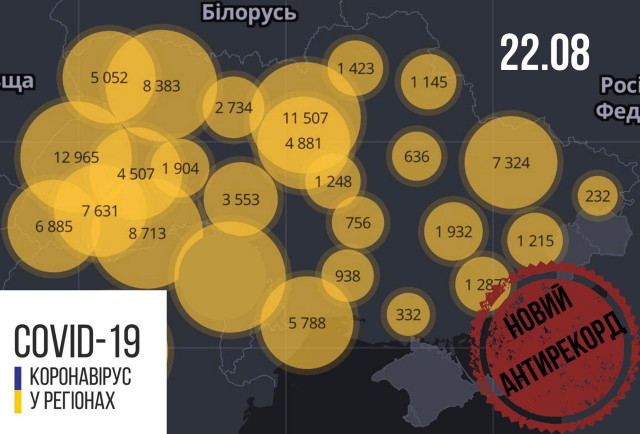 В Украине зафиксирован рекордный показатель новых случаев инфицирования COVID-19 за сутки