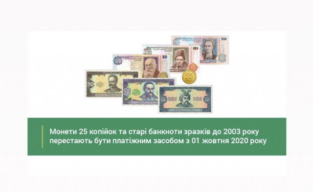 НБУ с октября выводит из оборота 25 копеек и изымает старые банкноты 1 и 2 гривен