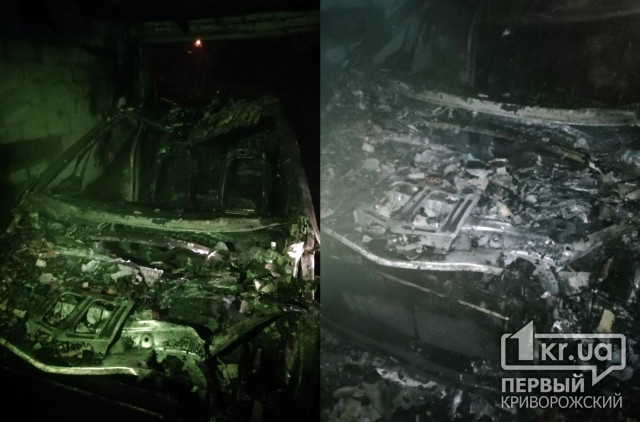 Ночью в Кривом Роге сгорели гараж и автомобиль, припаркованный внутри