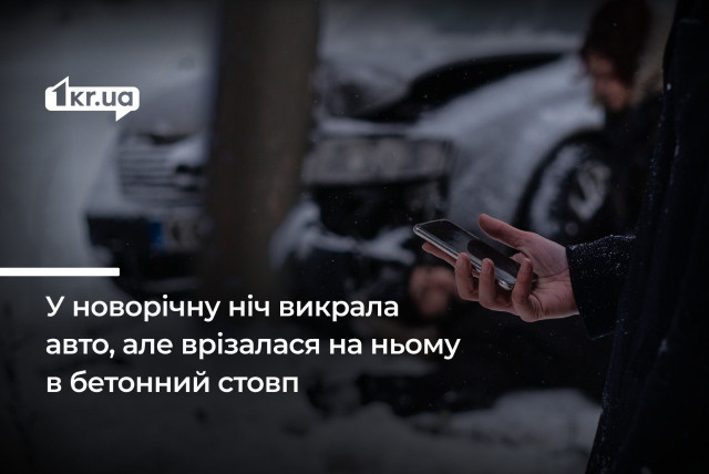 На Криворіжжі засудили жінку, яка у новорічну ніч викрала автівку та врізалася у бетонний стовп