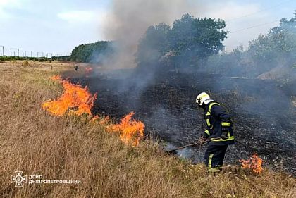 За минувшие сутки на Днепропетровщине огонь уничтожил более 55 гектаров экосистем