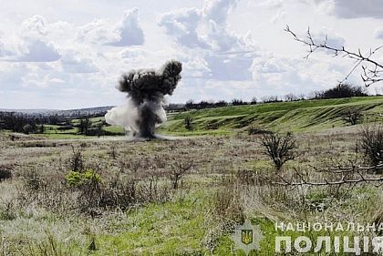 Взрывотехники уничтожили российский дрон, упавший в поле на Криворожье