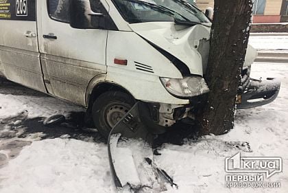 В Кривом Роге маршрутка врезалась в дерево. Есть пострадавшие