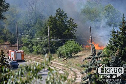 В одном из районов Кривого Рога горит сухая трава