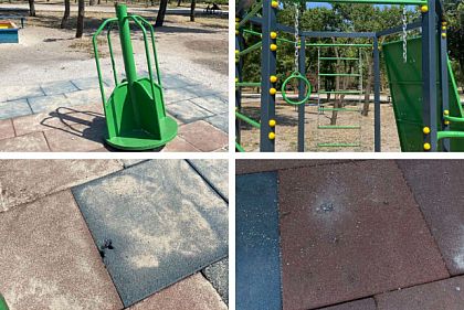 В парке Кривого Рога неизвестные повредили новую детскую площадку