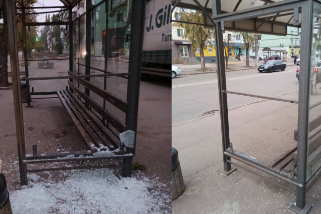 У Кривому Розі вчергове розбили скло на зупинці громадського транспорту