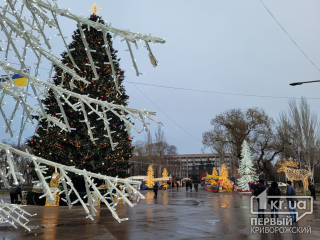 В парке Кривого Рога появились новогодние декорации