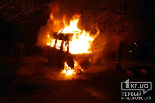 Ночью в Кривом Роге сгорел микроавтобус