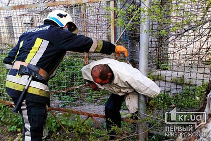 В Пятихатках пожарные достали мужчину, застрявшего в заборе