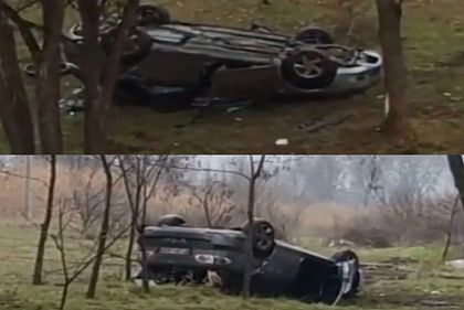 Авто перевернулось на крышу в результате ДТП, водитель скрылся