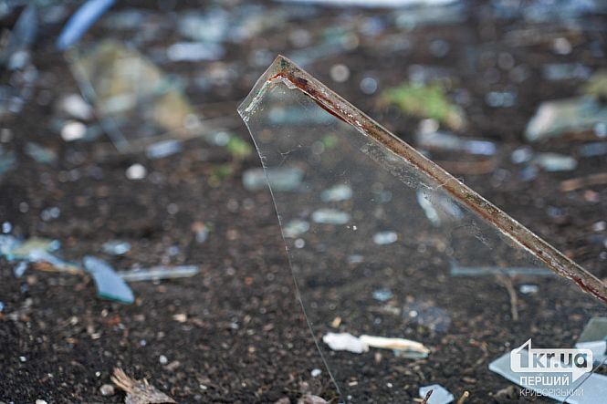 уламок скла у дворі пошкодженого дому
