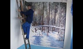 Роспись криворожской средней школы№33,стена 5-я,зимняя.