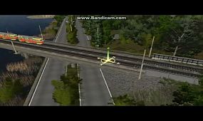 Trainz. Скоростной трамвай на мосту перед станцией Кольцевая